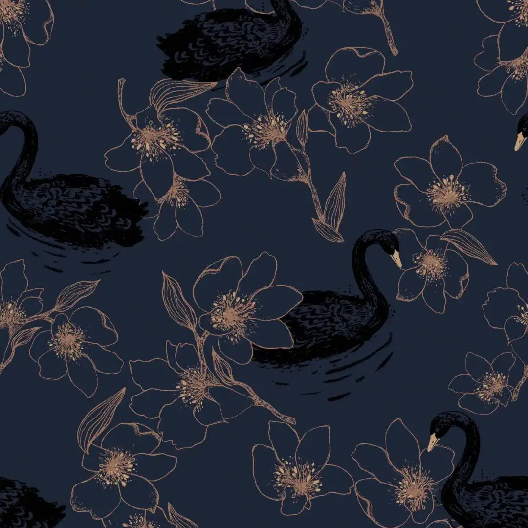 Papel pintado cisnes azul